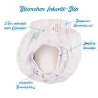 Blümchen Wasserdichter Slip SNAP für Erwachsene Gr. XS (45-85 cm)