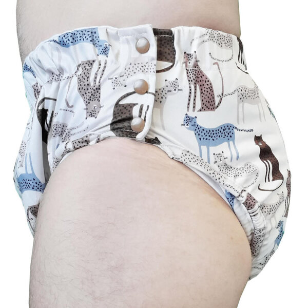 Blümchen Wasserdichter Slip SNAP für Erwachsene Gr. M (85-125 cm)